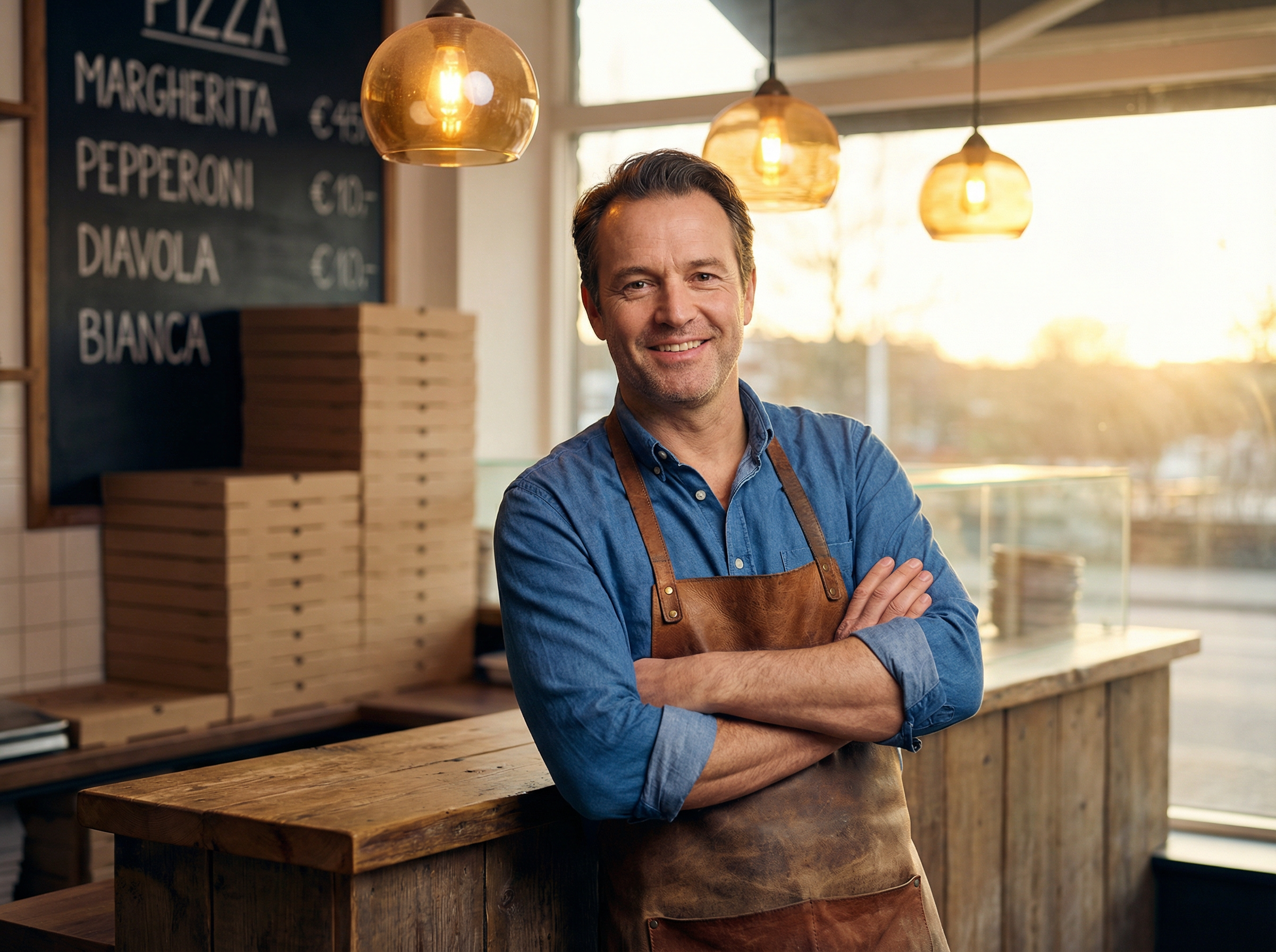 Restaurant owner using Order Taker on his phone